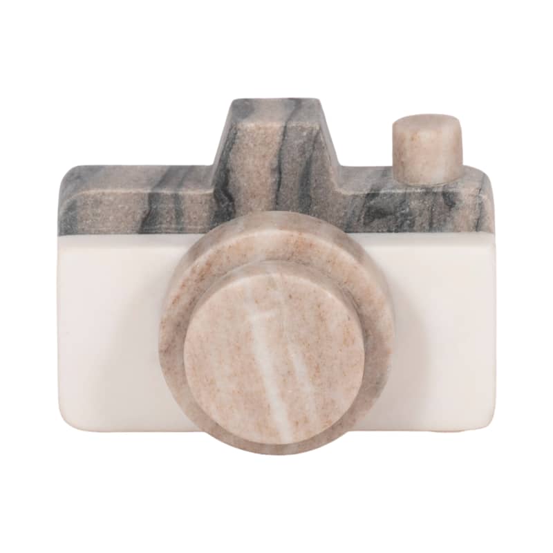 Marble Novelty Decorative Camera Figurine - Multicolor, 5" - 5.0"