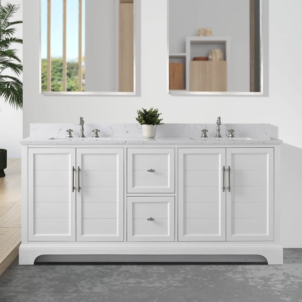 Vanity Art 72" Double Sink Bathroom Vanity with Top & Backsplash