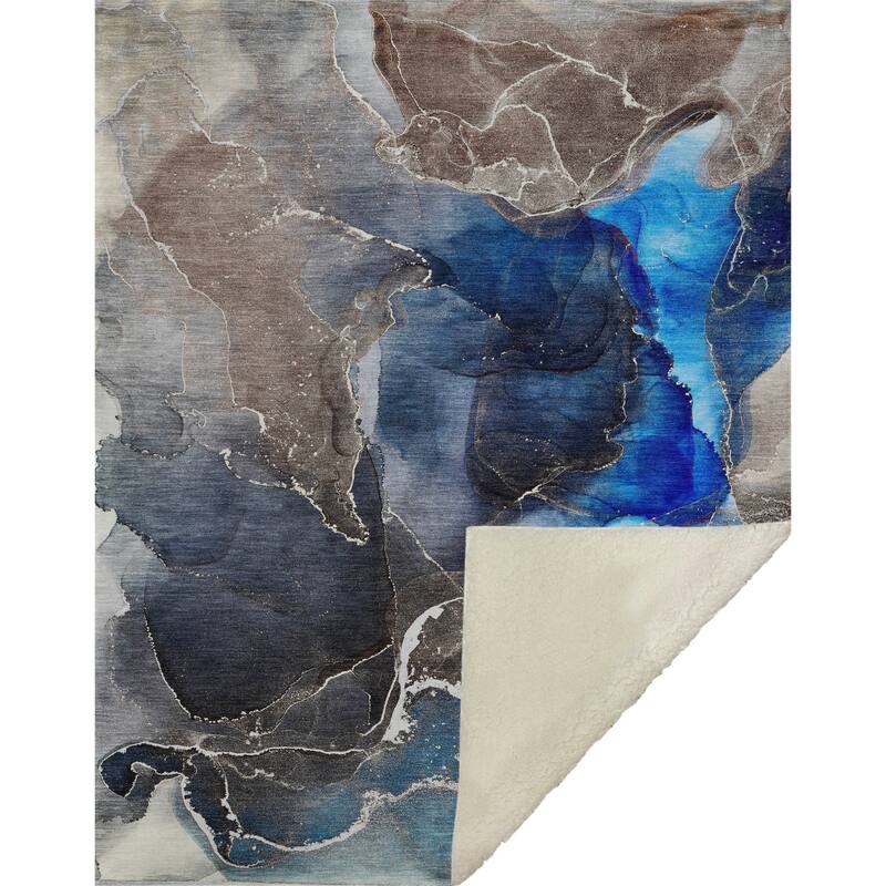 Premium Machine Washable Abstract Contemporary Sherpa Throw Blanket