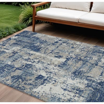 HomeRoots Abstract Transitional Rectangle Outdoor Rug