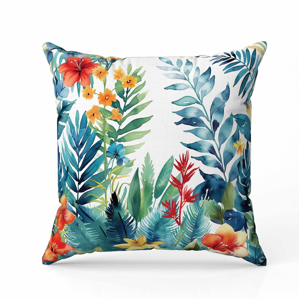 Rainforest Dream Faux Suede Reversible Throw Pillow Blue and Green