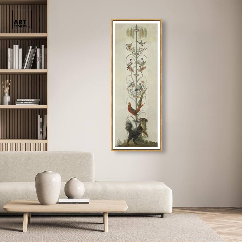 Birds and Flowers II Panoramic Canvas by Art Remedy