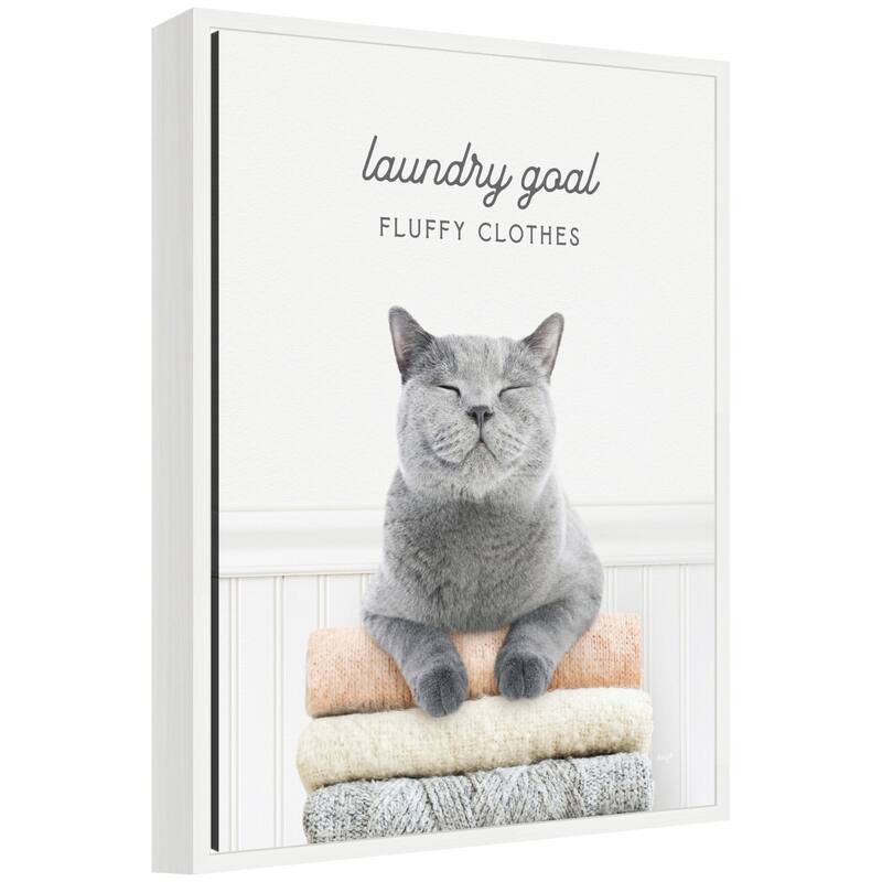 Kate and Laurel Sylvie Cat Laundry Goals Framed Canvas by Amy Peterson - 18x24