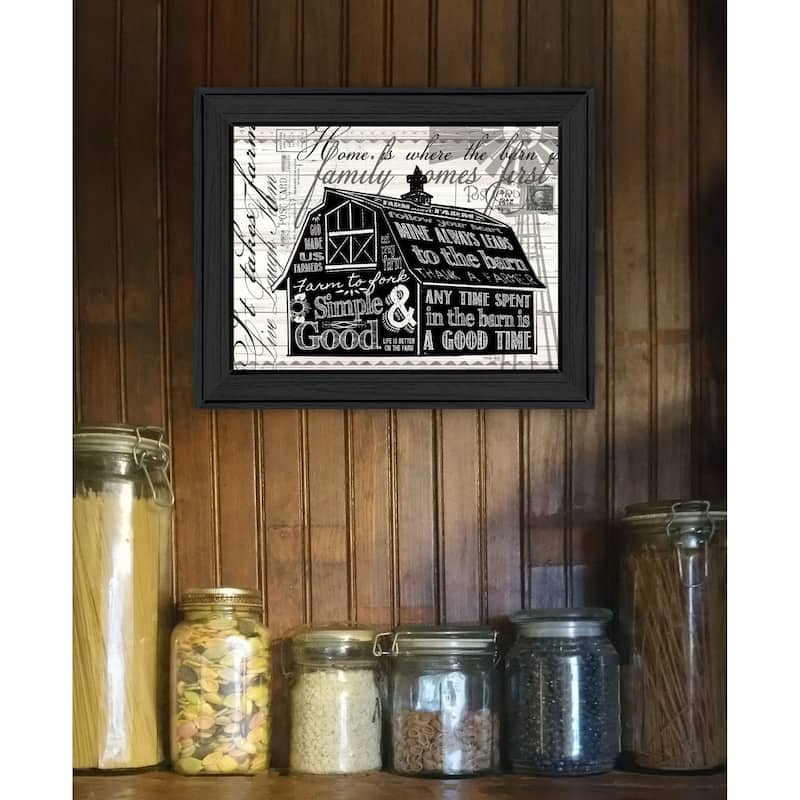 TrendyDecor4U Contemporary "SIMPLE & GOOD BARN" Framed Print Wall Art