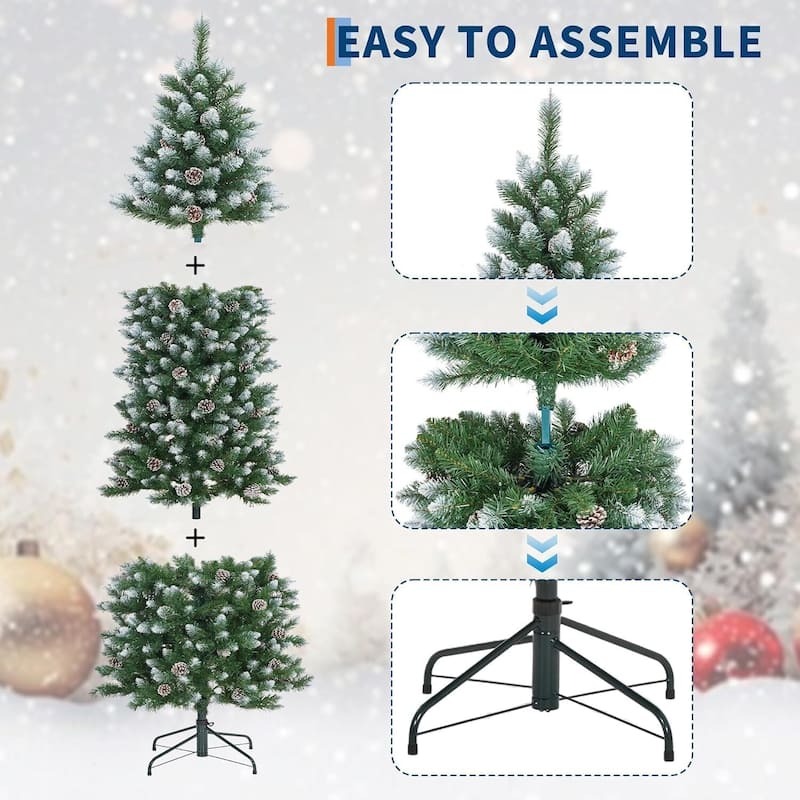 Pre-lit Pencil Christmas Tree, Xmas Tree for Room, Bedroom, Apartment - N/A