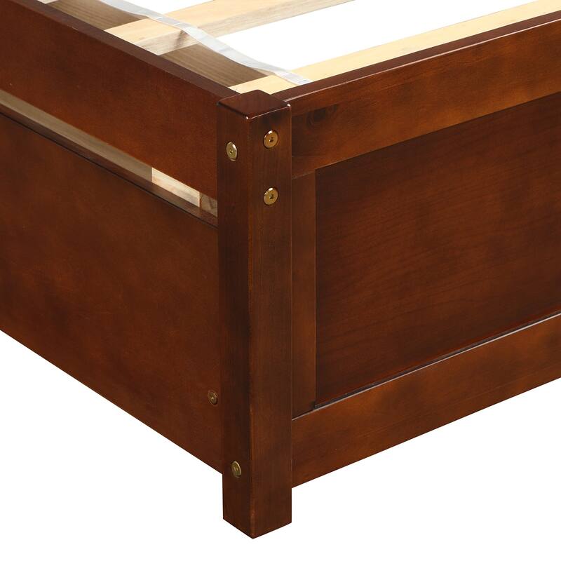Modern Twin Wood Bed Frame with Two Drawers for Storage, Durable Construction, Stylish Design
