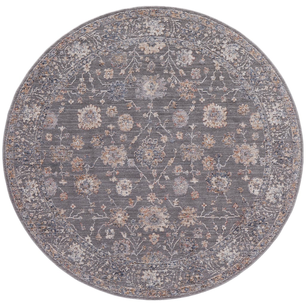 Sybil Transitional Oriental Rug, Charcoal/Celectial Blue