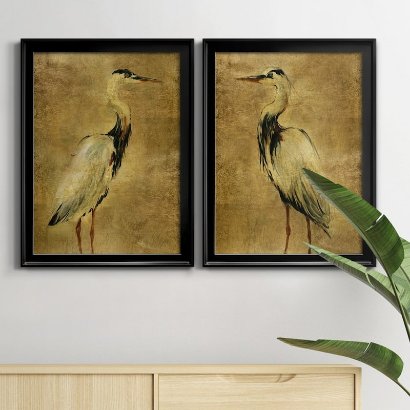 Gold Crane at Dusk I Premium Framed Print - Ready to Hang - Multi-Color