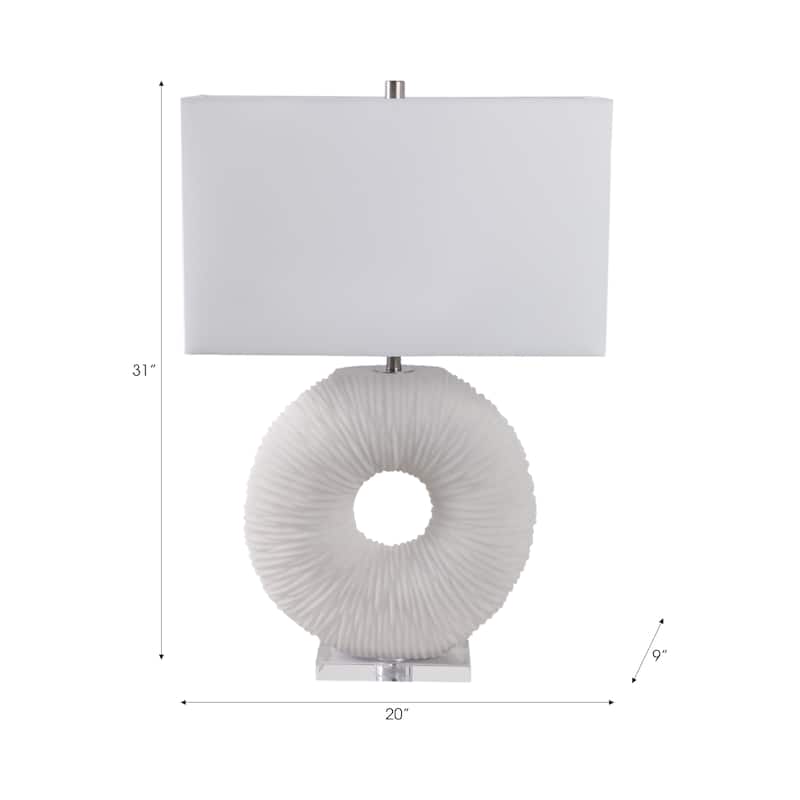 Stone Table Lamp Modern Rectangular Oval Shade Accent - 31" White - 20" x 9" x 31"