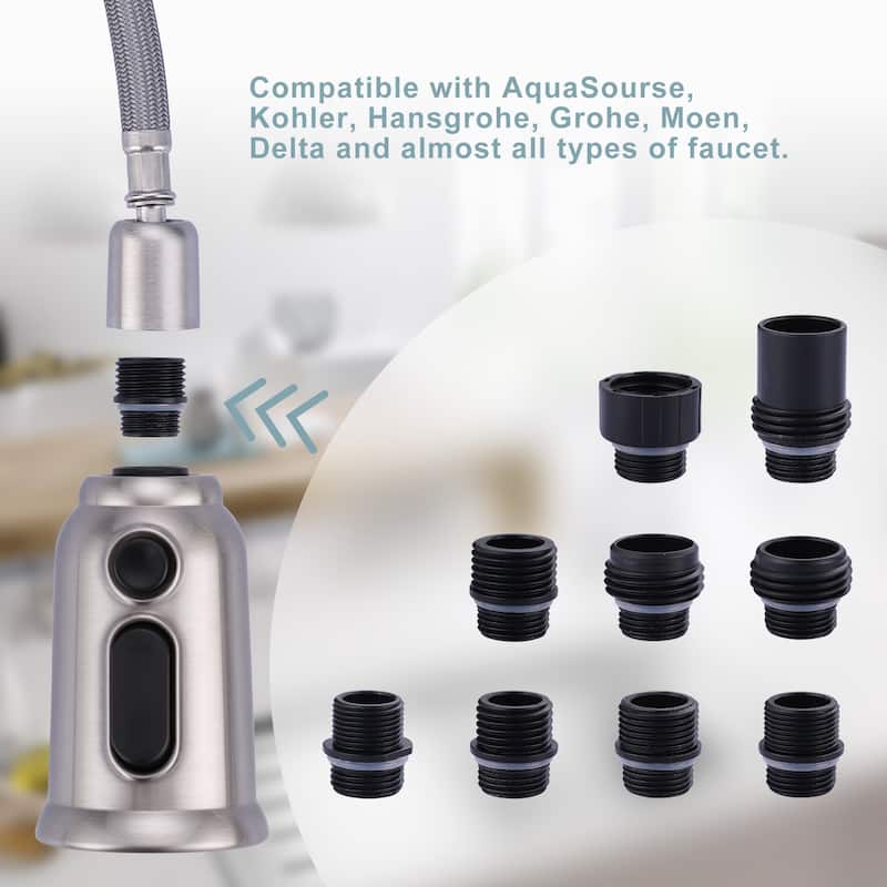 Pull Down Kitchen Faucet Head Replacement with 9 Adapter Kit