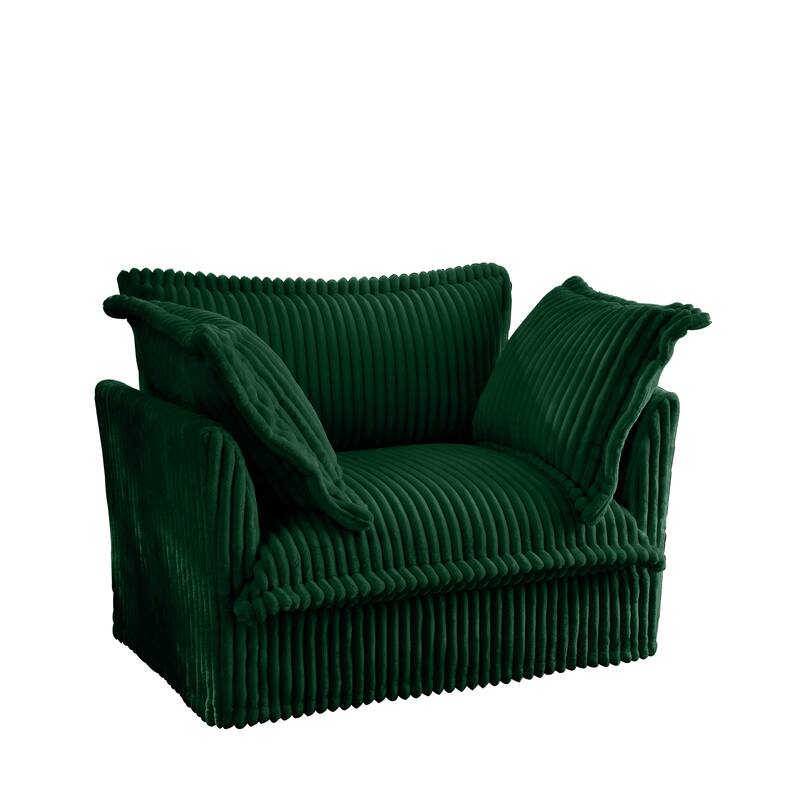 Corduroy Slipcovered Armchair with 3 Pillows & 300lb Capacity