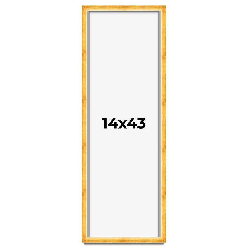 14x43 Shadow Box Frame Gold | 1.625 Inches Deep Real Wood Traditional