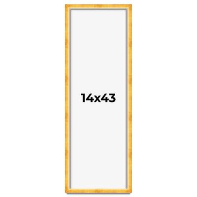 14x43 Shadow Box Frame Gold | 1.625 Inches Deep Real Wood Traditional