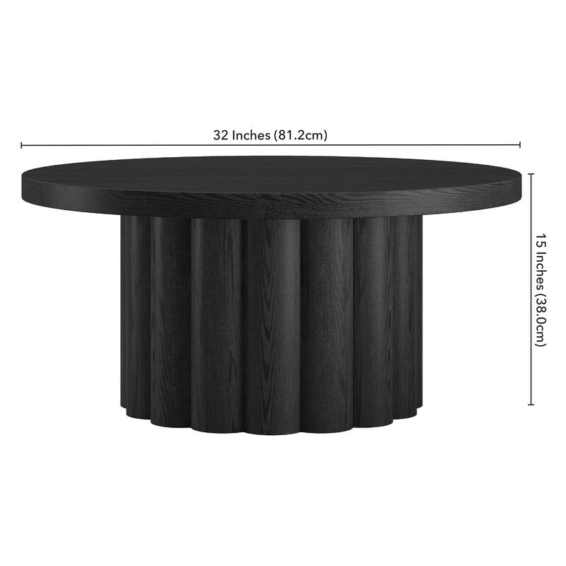 Olie 32" Wide Round Fluted Coffee Table - 32" Wide