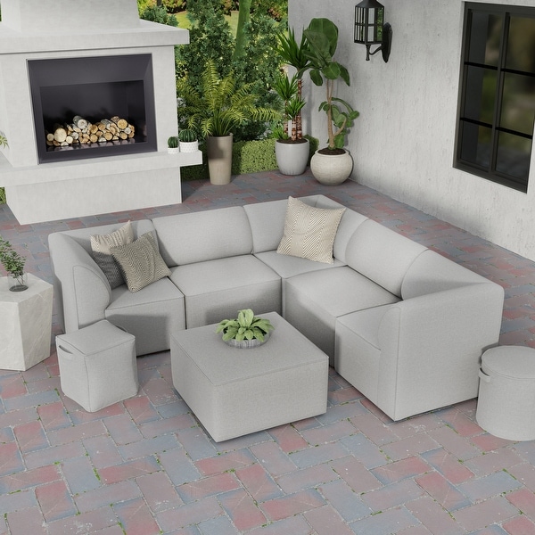 Outdoor sectional with fireplace deals
