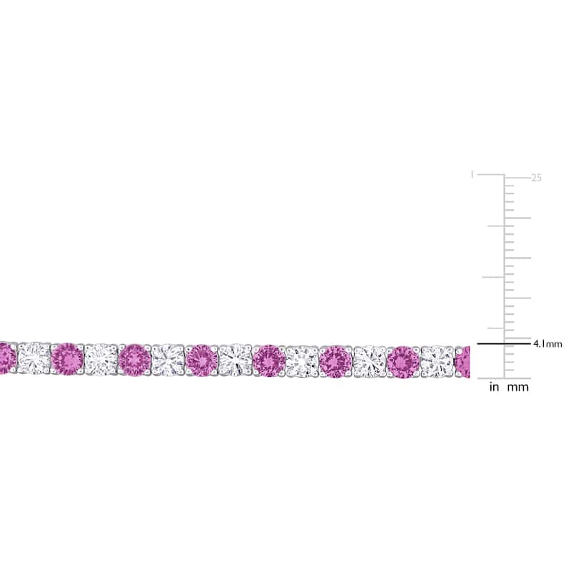 Miadora 14 1/4ct TGW Created Pink & White Sapphire Bracelet in Sterling Silver