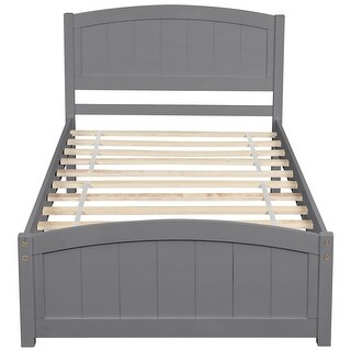 Modern Simple Wood Platform Bed Frame with Headboard, Footboard and Wood Slat Support for Bedroom No Box Spring Needed