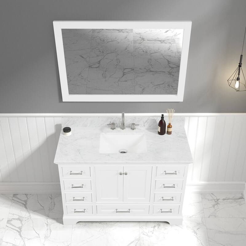 Blossom Copenhagen 48" Bathroom Vanity with Marble Top, Sink & Mirror