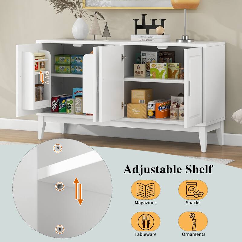Elegant Storage Cabinet with Two Large Adjustable Shelves and Cable Holes for Kitchen or Living Room, Painted Finish