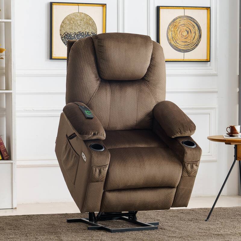 MCombo Electric Power Lift Recliner Chair Sofa with Massage and Heat, 3 Positions, USB Ports, Fabric 7040