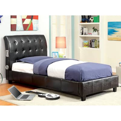 Rova Contemporary Faux Leather Tufted Upholstered Platform Bed by Furniture of America