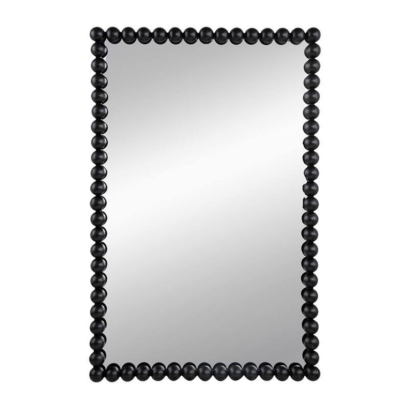 CUSchoice Wall Mirror with Elegant Metal Beaded Frame and Rectangular/Circle Black Mirror