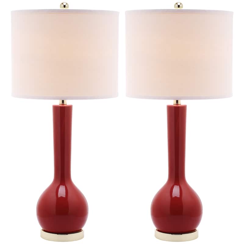 SAFAVIEH Lighting Brigid 31-inch Long Neck Ceramic White Table Lamp (Set of 2) - 14"x14"x30.5" - 14Wx14Dx31H