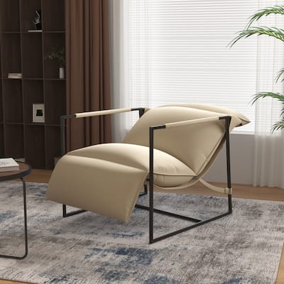 Metal Framed Sling Accent Chair with Bag Cushion