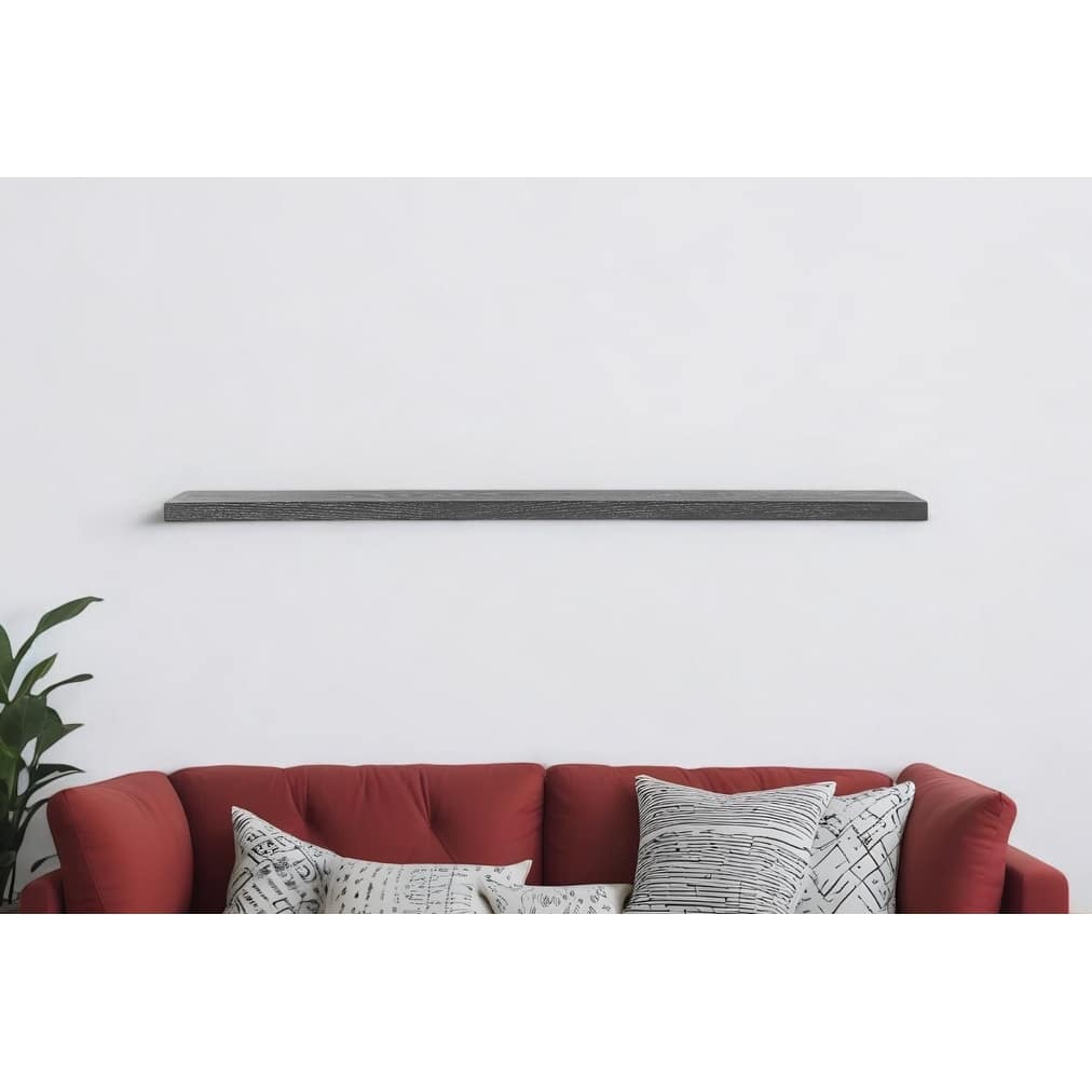 HomeRoots 75" Gray Wooden Wall Mounted Floating Shelf