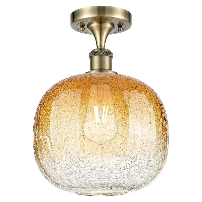 Innovations Lighting Endless Possibilities Ballston - Brookhaven Sphere - 1 Light 11" Semi-Flush Mount - Antique Brass/Amber