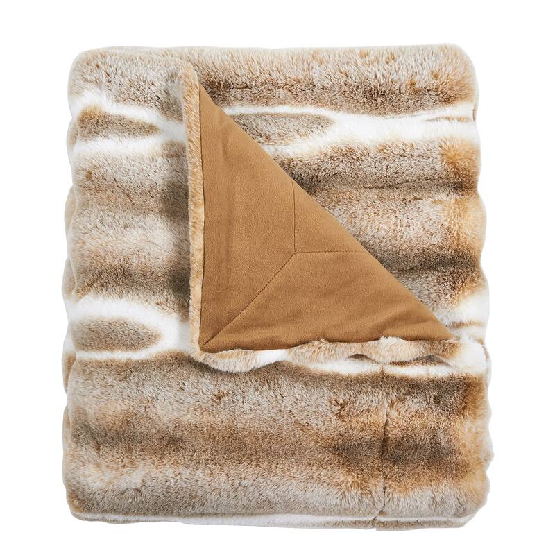 Home Soft Things Tip Dying Two Tone FauxFur Throw Thick Fuzzy Blanket