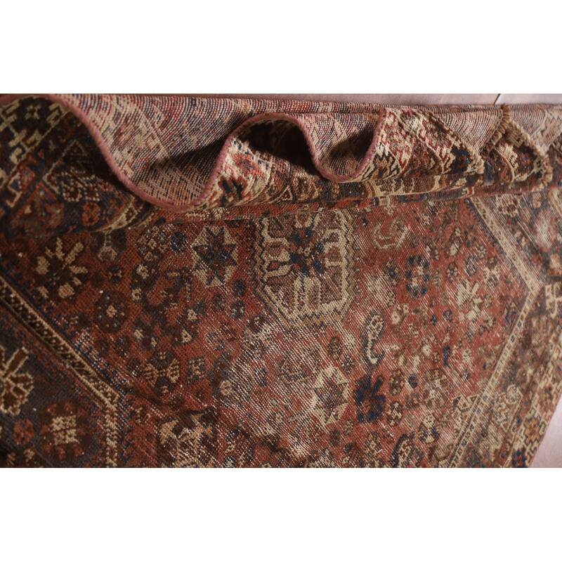 Pre-1900 Antique Qashqai Persian Rug Hand-knotted Wool Carpet - 5'2"x 6'5"