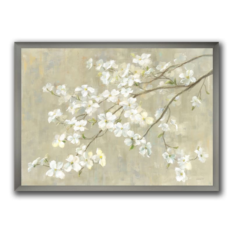 Designart "Dogwood in Spring Neutral" Farmhouse Framed Art Print