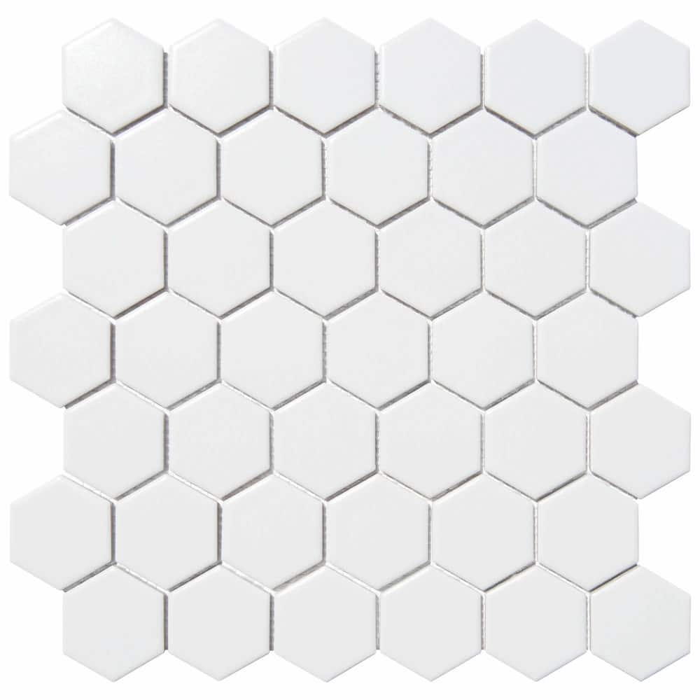 2" x 2" Hexagon Honeycomb Glossy Porceain Mosaic Tile