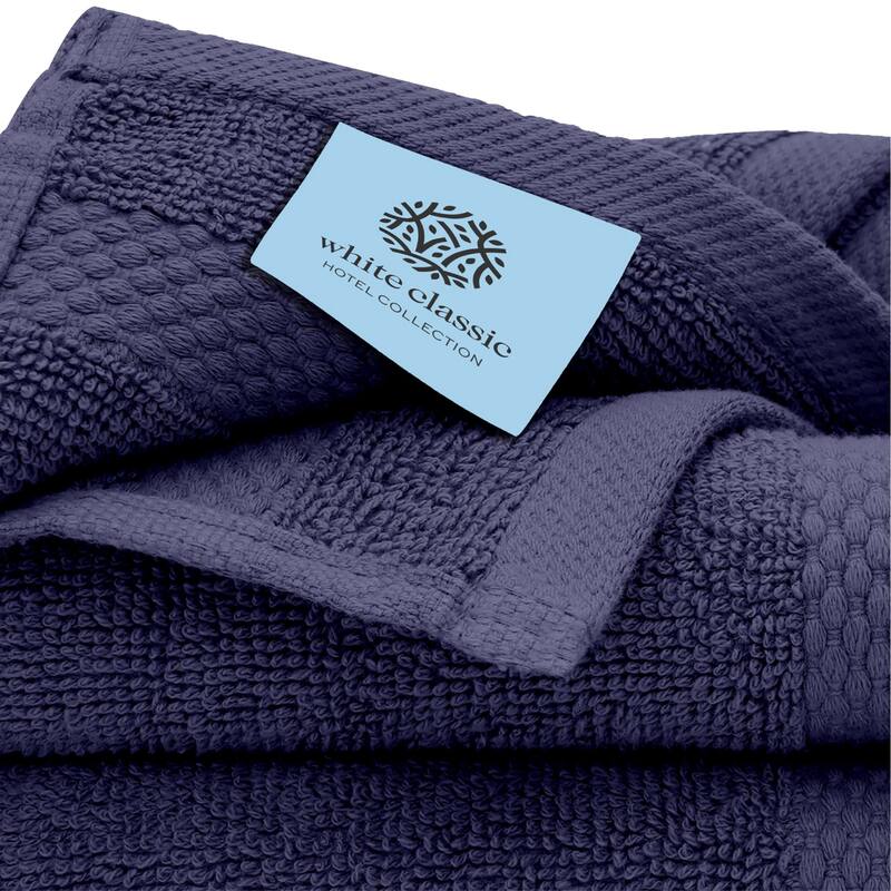 White Classic Luxury Cotton 8Pc Multi Size Towel Set [2 Bath Towels, 2 Hand Towels, 4 Washcloths]