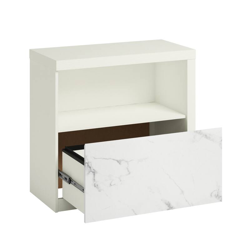 Wood Lateral File with Cubbyhole Storage, White