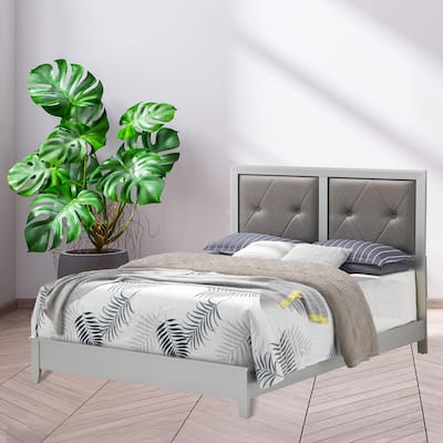 Tufted Upholstered Queen Panel Bed - 85" - Silver Champagne and Gray