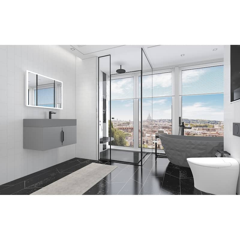 Amazon 30" Wall Mounted Bathroom Right Basin Vanity Set w/ Gray Top