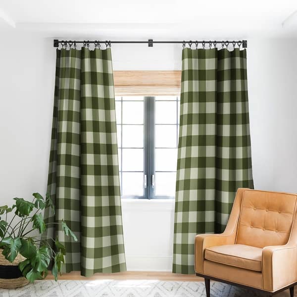 Blackout Gingham Pattern Moss MadetoOrder Curtain Panel (One Panel