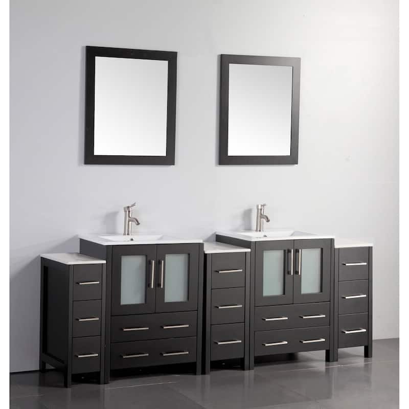 Vanity Art 84-Inch Double Sink Bathroom Vanity Set with Top and Free Mirrors - 84 X 18.1 X 35.8