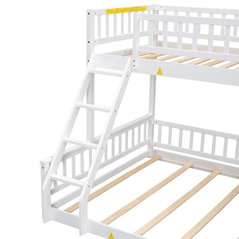 Twin XL over Queen Size Bunk Bed with Ladder and Guardrails for Kids, Boys and Girls, Bedroom