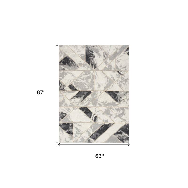 Power Loomed Abstract Modern Non Skid Low Pile Area Rug - 87' X '63' X '0.25