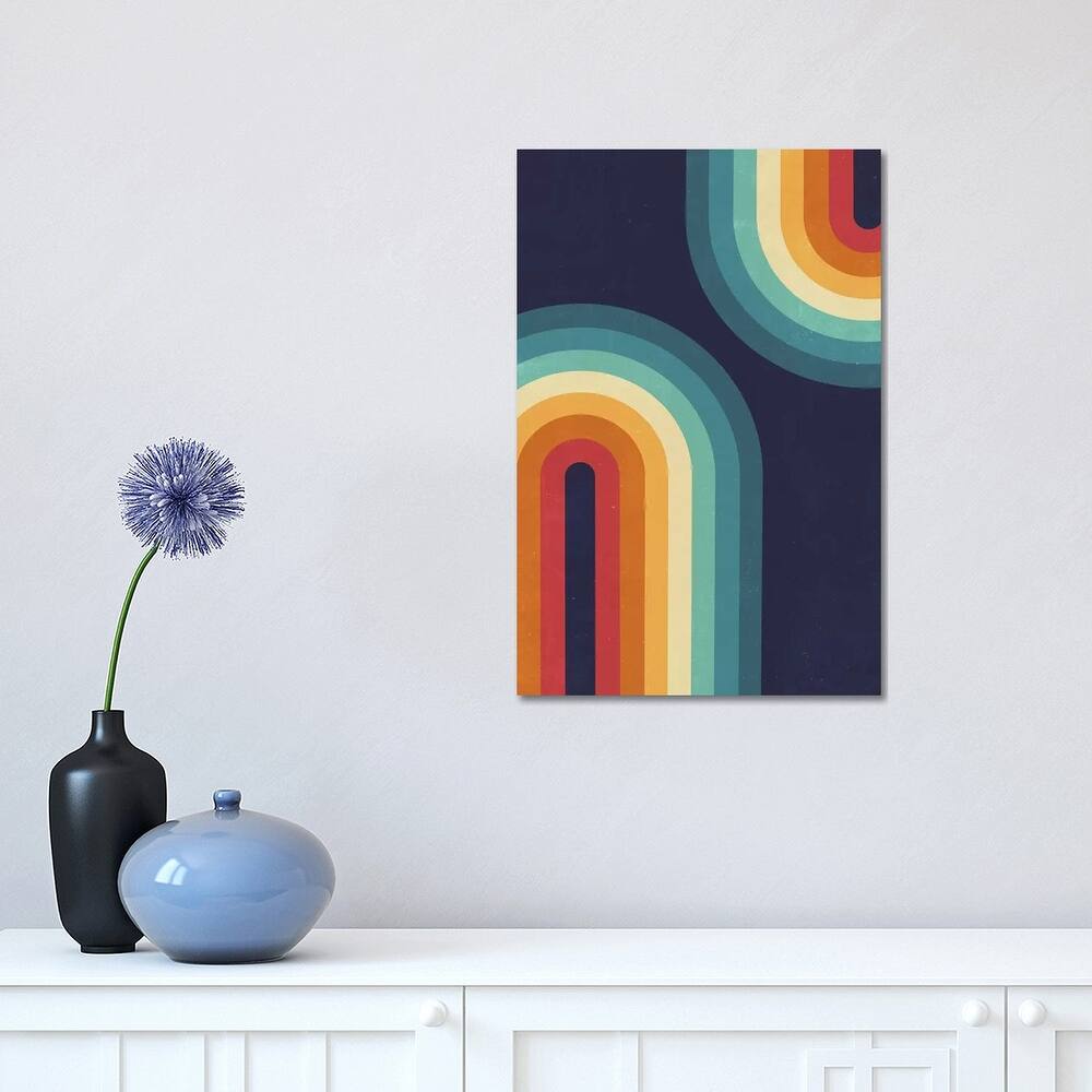 iCanvas "Double Rainbow On Blue" by Emanuela Carratoni Canvas Print