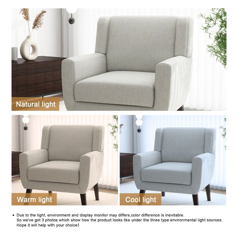 Modern Upholstered Linen Armchair Accent Chair