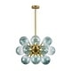 preview thumbnail 18 of 56, 18-Light Cluster Blue Glass Bubble Chandelier - 25in Wide Gold