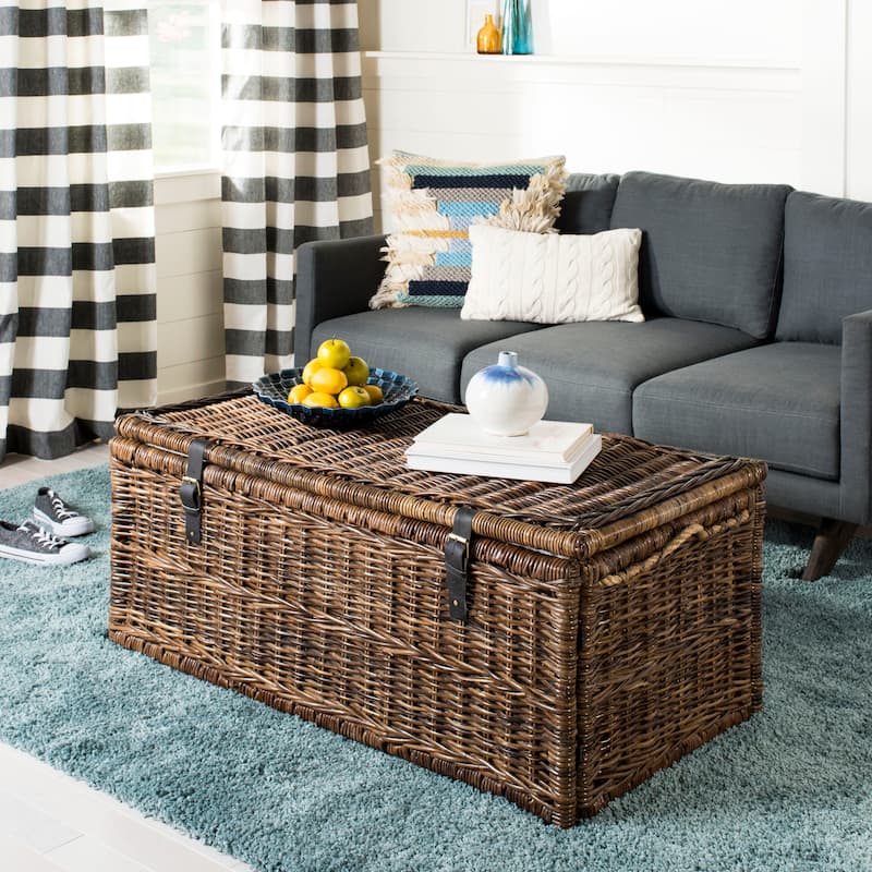 happimess Caden 46" Wicker Storage Trunk, Brown - Butterscotch