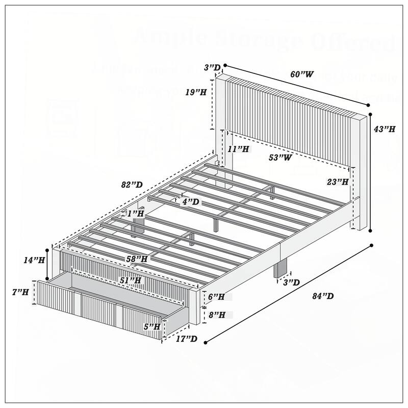 Corduroy Queen Bed For Bedroom
