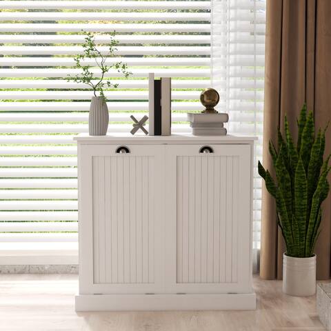 Lucinda Two-Compartment Tilt-Out Laundry Trash Cabinet
