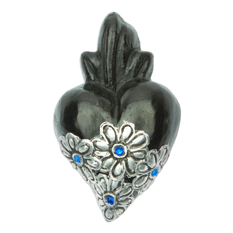 Novica Handmade Miniature Heart Barro Negro Wall Accent