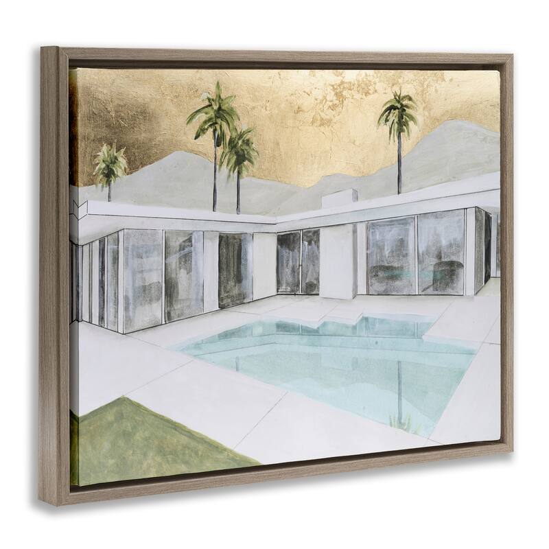 Stupell Modern Chic Pool View Framed Floater Canvas Wall Art Design By Michael Willett